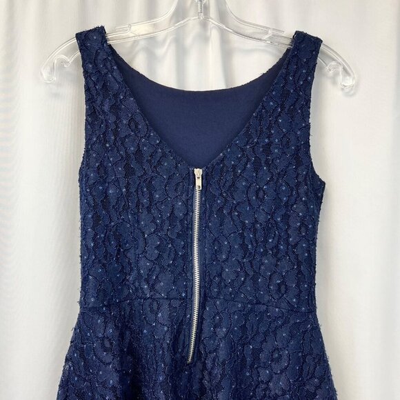 Speechless Women’s Sleeveless Fit Flare Lace Dress Back Zip Navy 5 Juniors - Picture 6 of 9